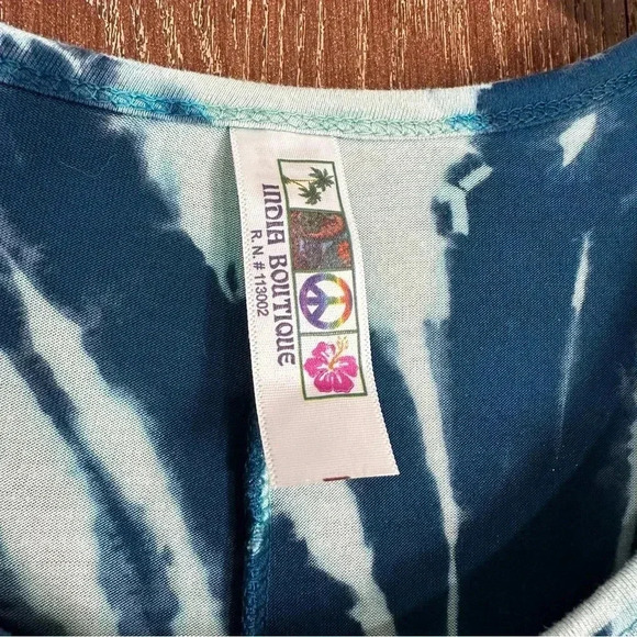 India Boutique Women's Long Sleeve Shirt Blue Tie Dye Breathable Vibrant Unique - Picture 4 of 7